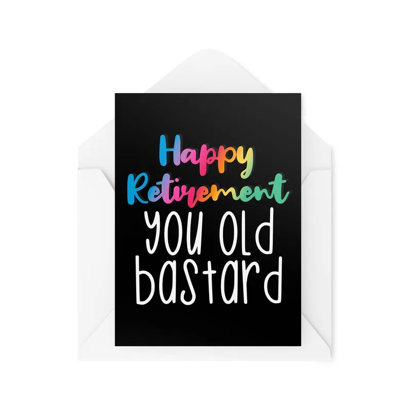 Black Rainbow Card Retirement Card features colorful
