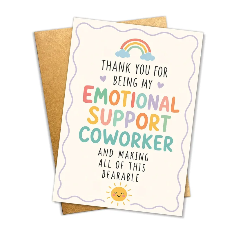 Sun Pastel Border Coworker Card features a rainbow