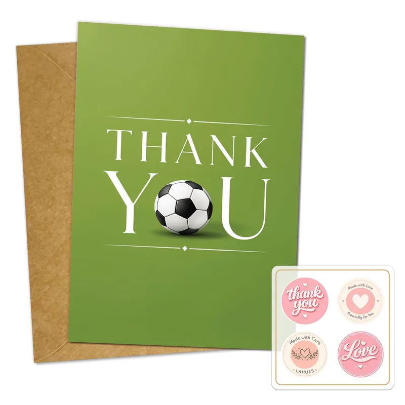 Soccer Ball Gold Thank You Card for Coaches and Players