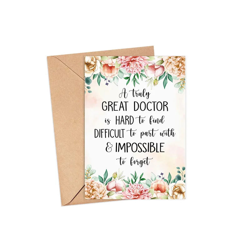 Doctor Farewell Card with Peony Florals and Heartfelt Words