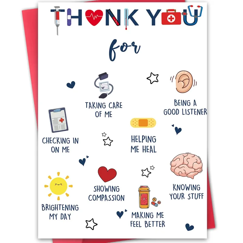 Thank You Caregiver Card: Medical Icons Pattern Appreciation