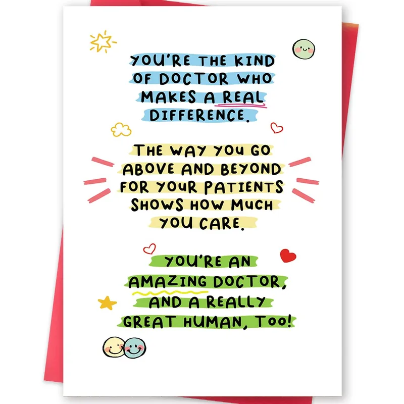 Thank You Doctor Card: Three Bright Lines of Gratitude