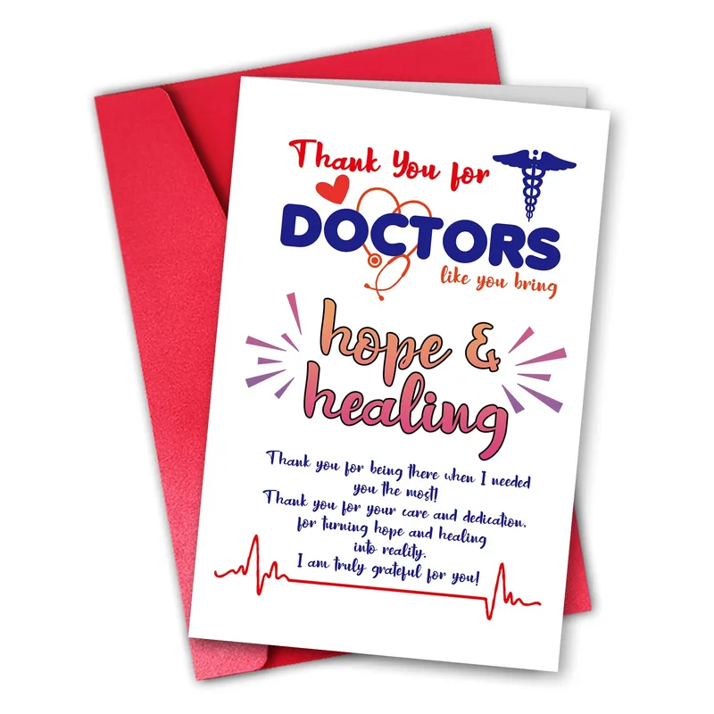 Thank You for Doctors Card: Hope and Healing in Red and Blue