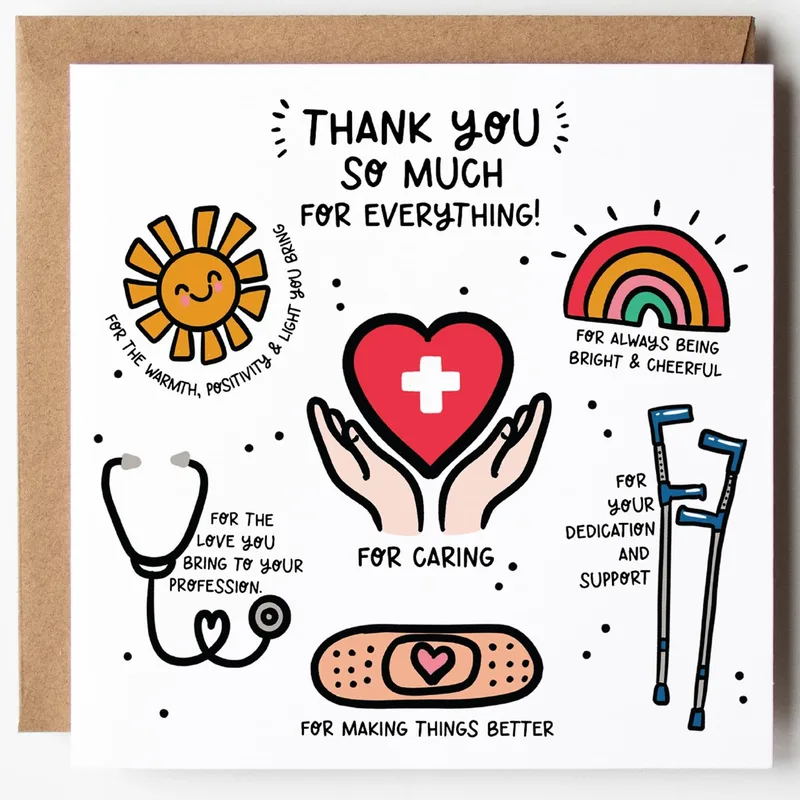 Heart Hands Healthcare Icons Card: Thank You for Caring