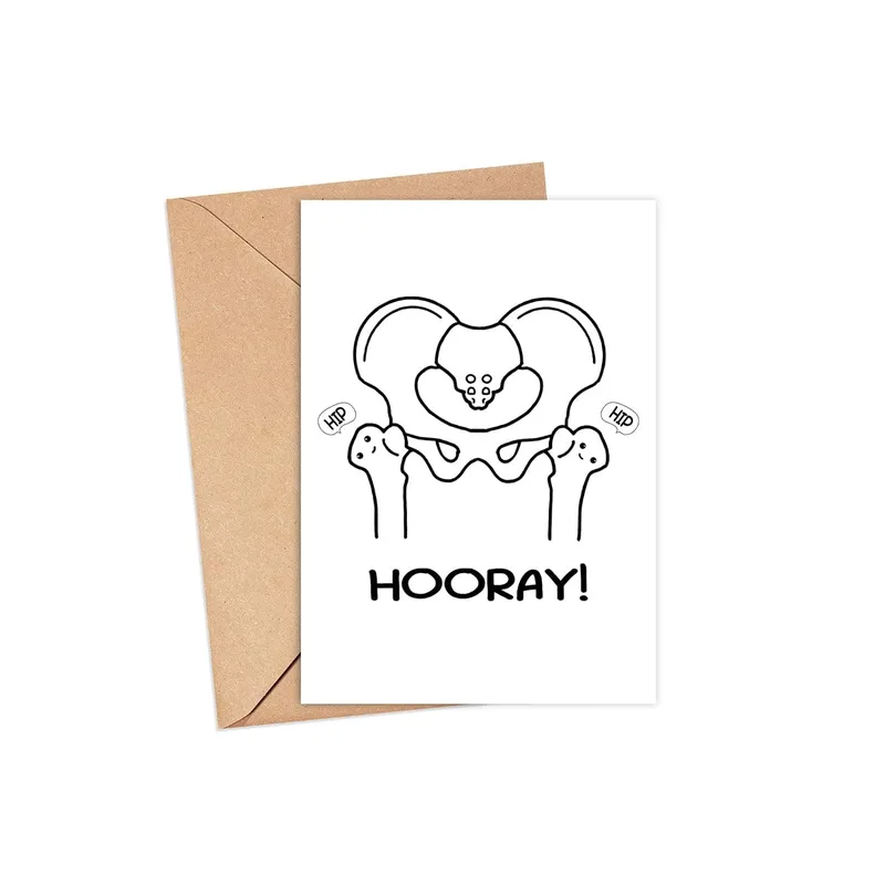 Hip Hip Hooray Card: Black Line Art Hips Congrats