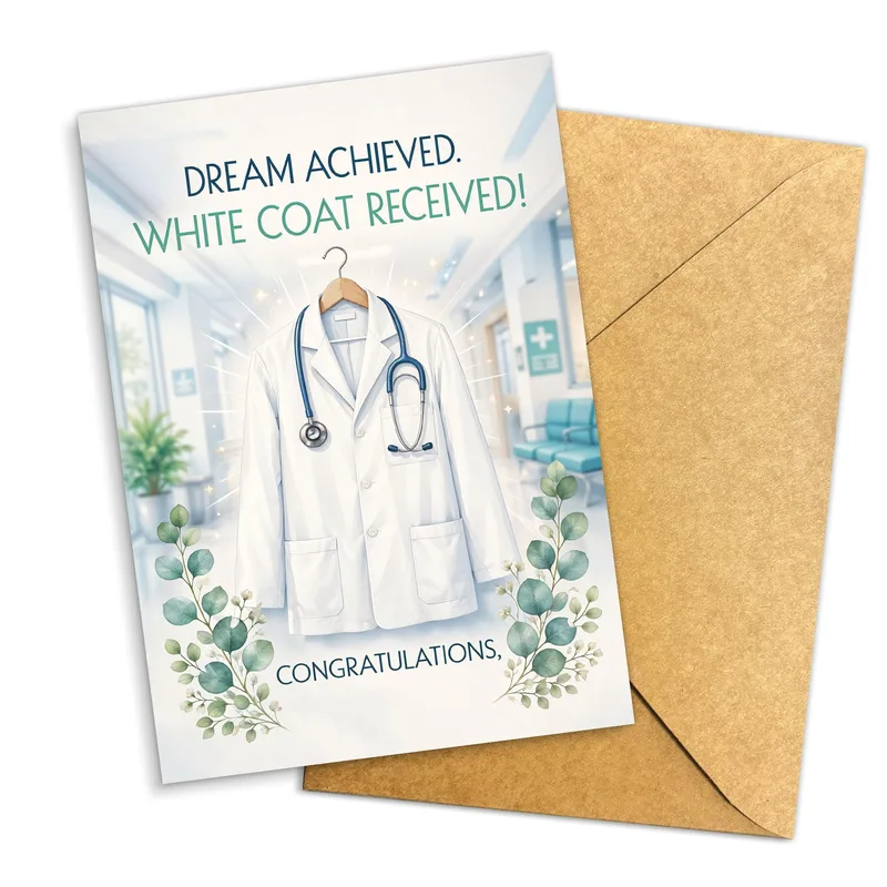 Dream Achieved White Coat Received Congratulations Card