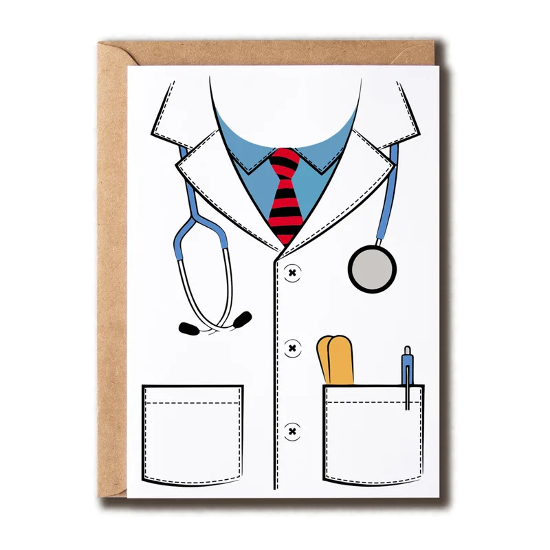 Lab Coat Card for Medical Professionals Showing a White Coat Design