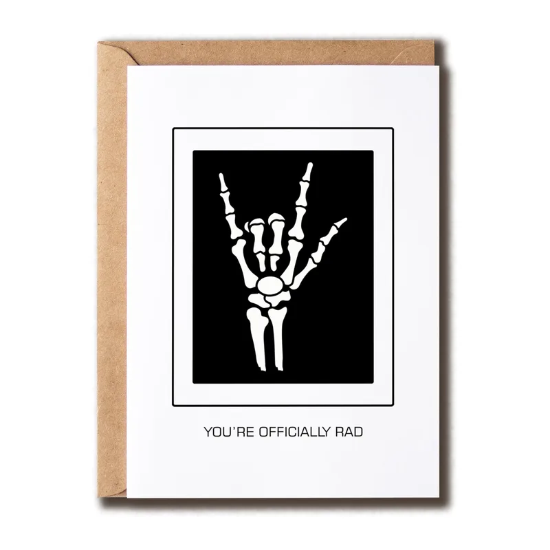 Rad Congrats Card: Skeleton Hand Pun for Graduates and Students
