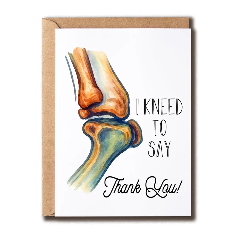 Orthopedic Doctor Thank You Card with a Watercolor Knee Joint