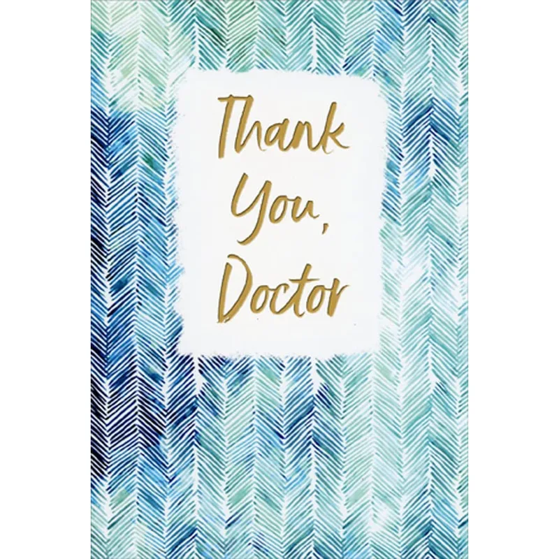 Blue Green Herringbone Pattern Card for a Doctor Thank You
