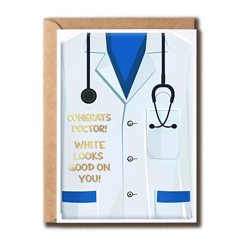 Doctor Graduation Card: White Coat Congrats for New MDs