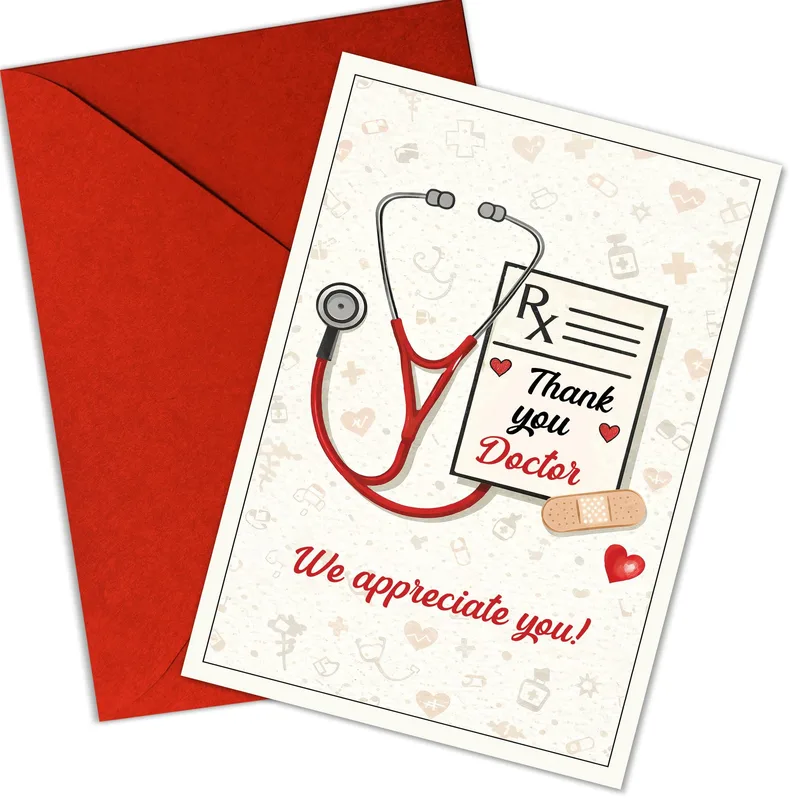 Medical Stethoscope Card featuring a red stethoscope