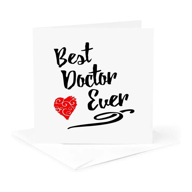 Best Doctor Ever Card Typographic Design with Red Heart
