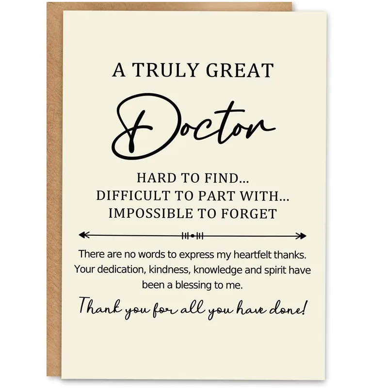 Script Typography Cream Thank You Card for a Truly Great Doctor