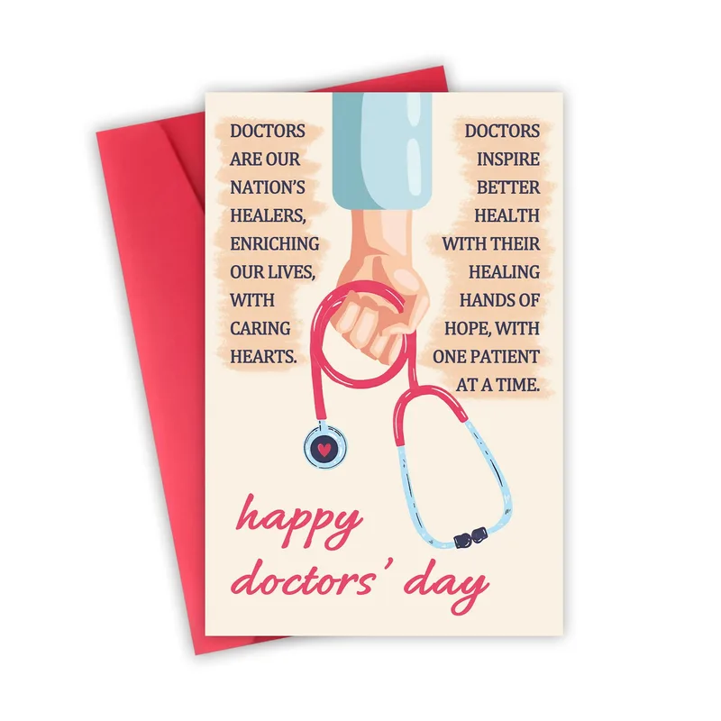 Red Stethoscope Heart Hands Card for Female Doctors and Gynecologists