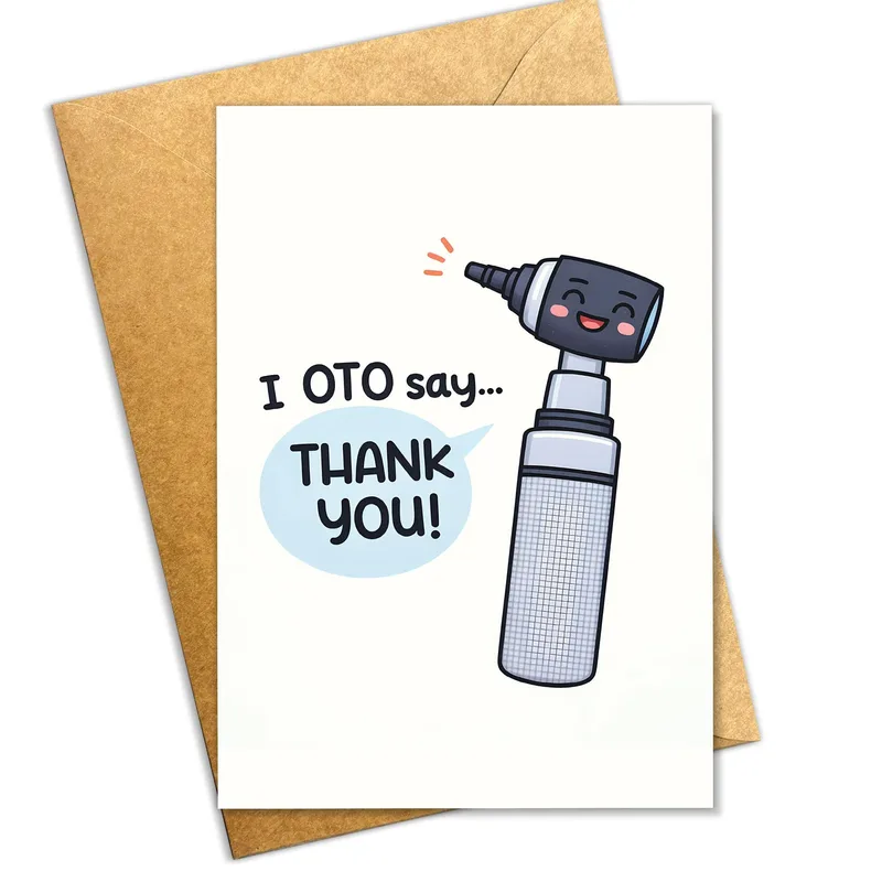 Blue Otoscope Thank You Card for ENT Doctors and Medical Staff