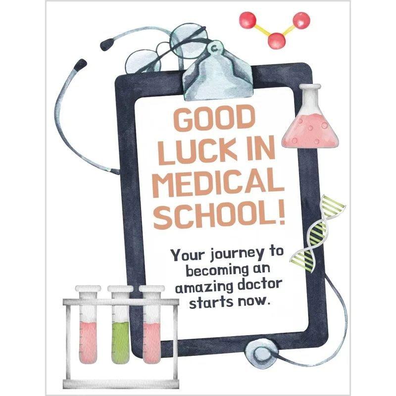 Test Tubes Clipboard Good Luck Card for Medical Students