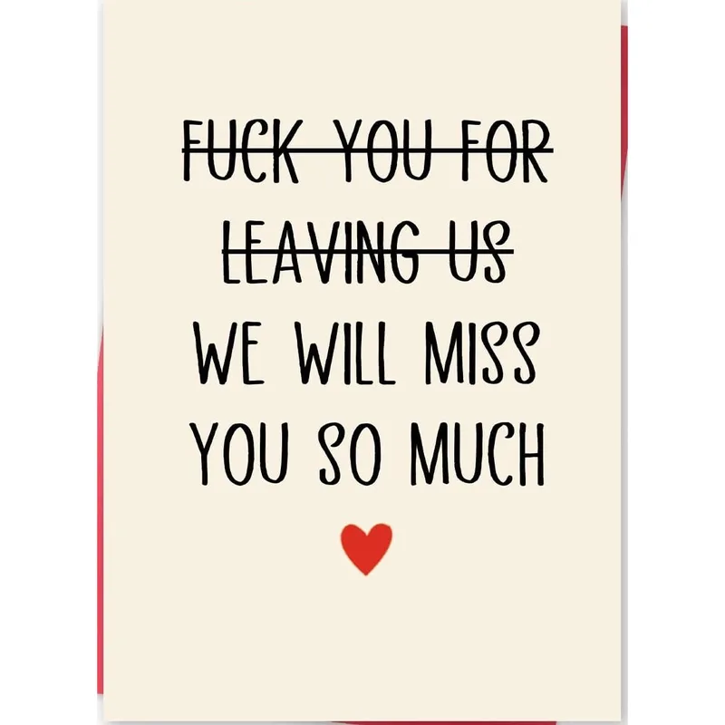 Going Away Card with a Crossed-Out Farewell Joke