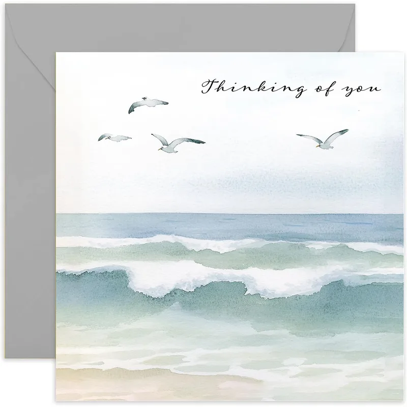 Ocean Waves Card: A Watercolor Seaside Design for Comfort