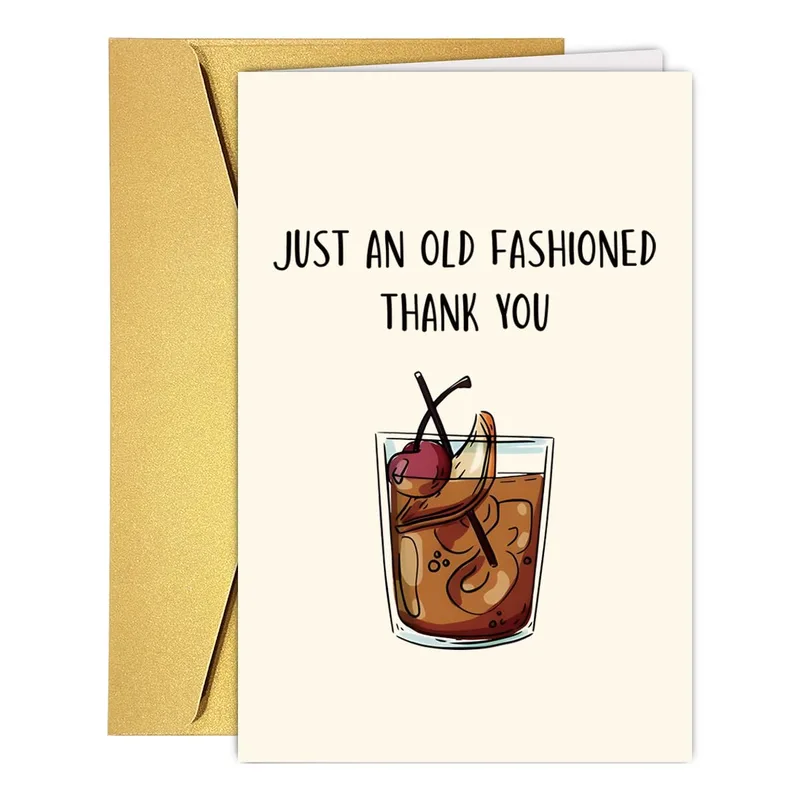 Old Fashioned Cocktail Card: A Playful Thank You