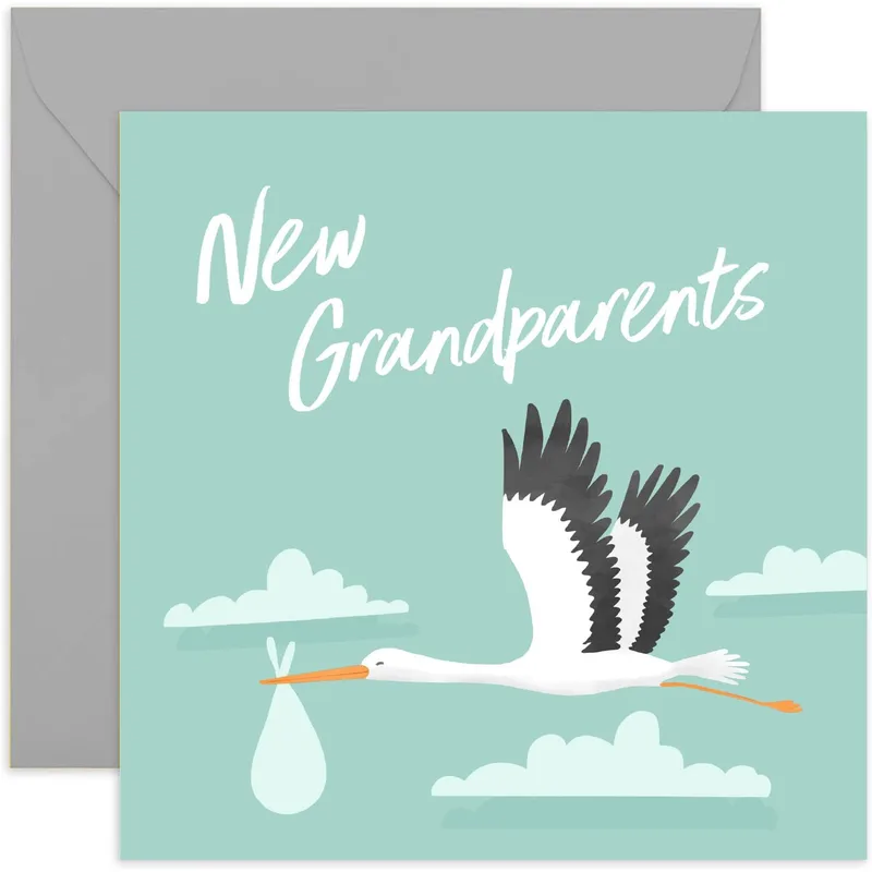 New Grandparent Congratulations Card: A Stork With a Bundle