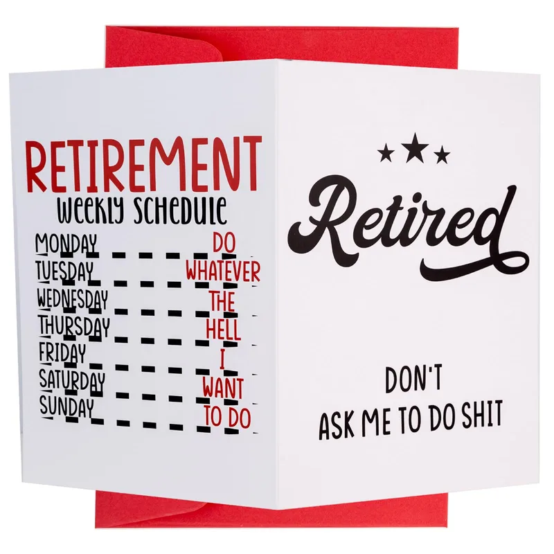 Retirement Weekly Schedule Card for Someone Finally Free