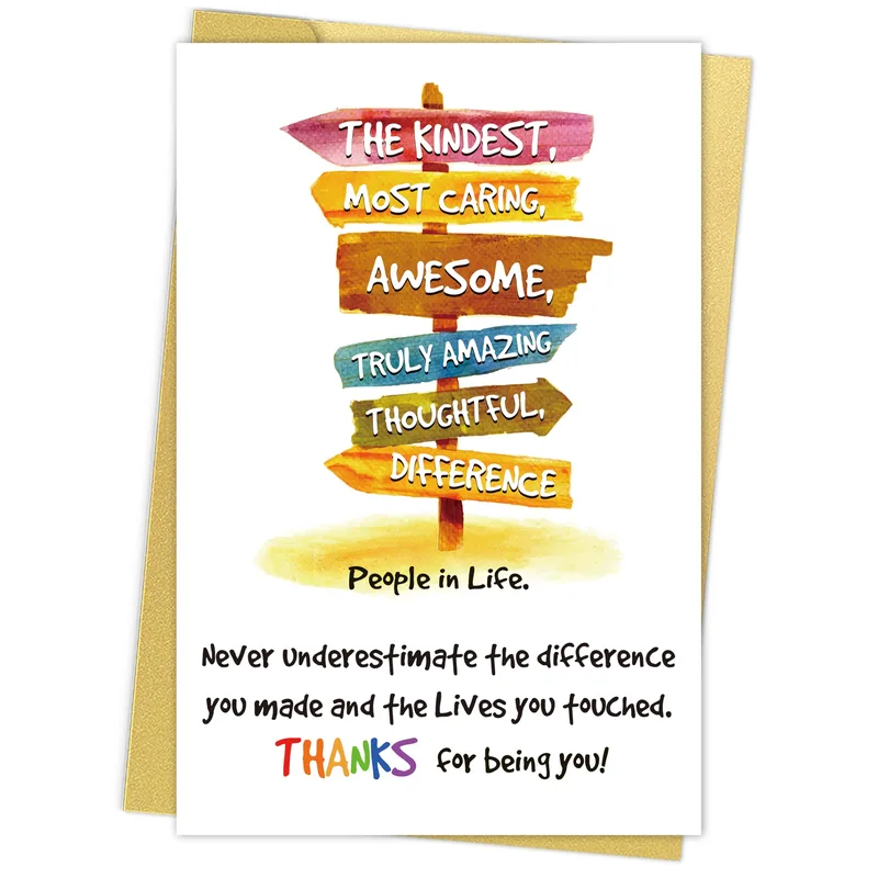 Caring People Thank You Card with Signpost Arrows