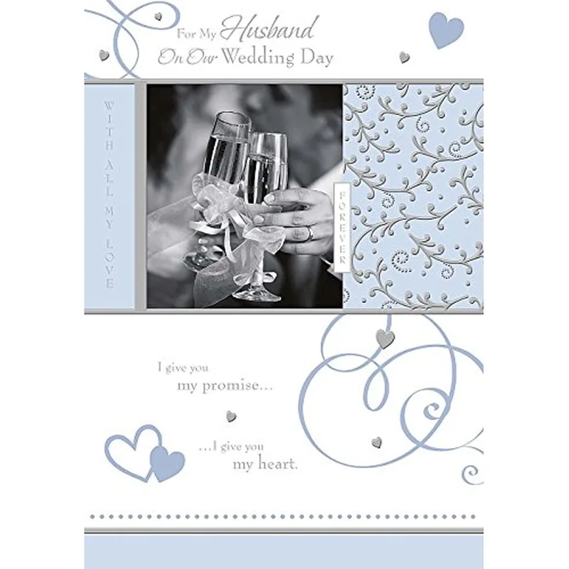 For My Husband On Our Wedding Day Card with Champagne Toast