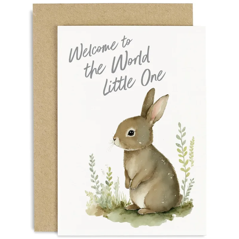 Watercolor Bunny Rabbit Card – Greeting Card in black
