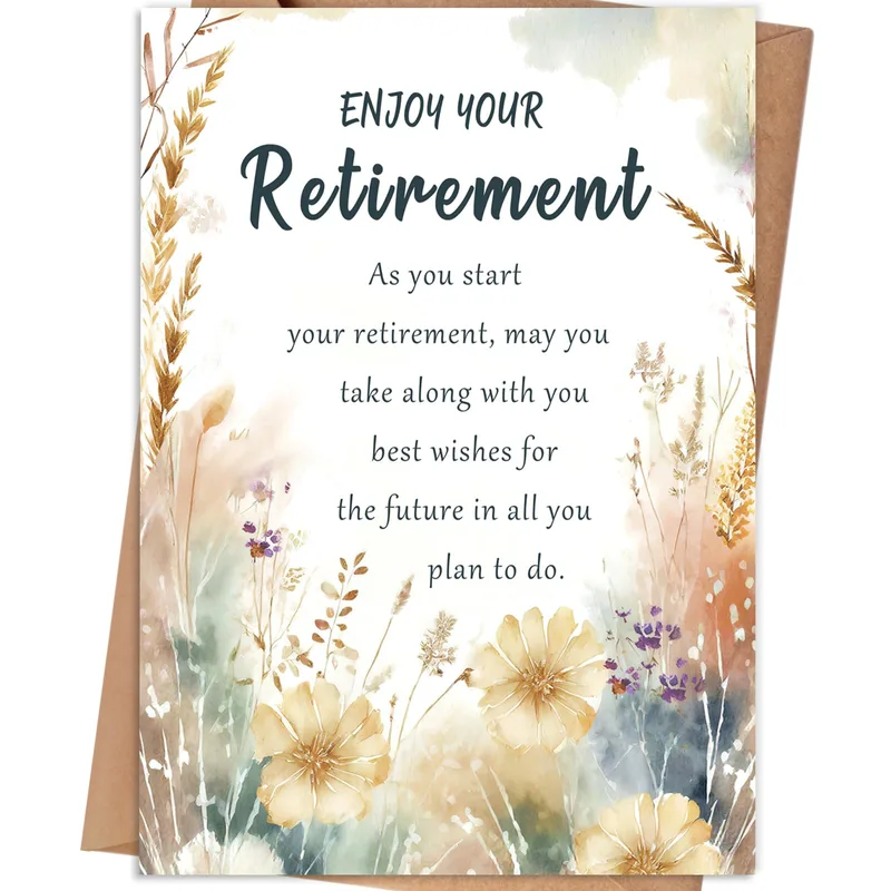 Watercolor Wildflowers Botanical Card for a Well-Earned Retirement