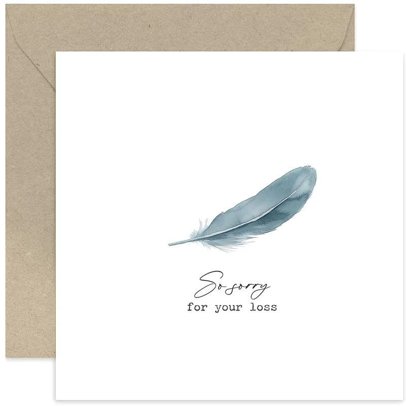 Blue Watercolor Feather Card: A Gentle Sympathy Note