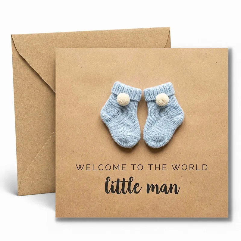 Welcome Little Man Card – Greeting Card in natural