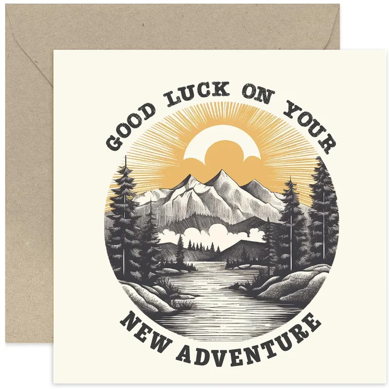 Mountain Sunrise Card: Good Luck on Your New Adventure
