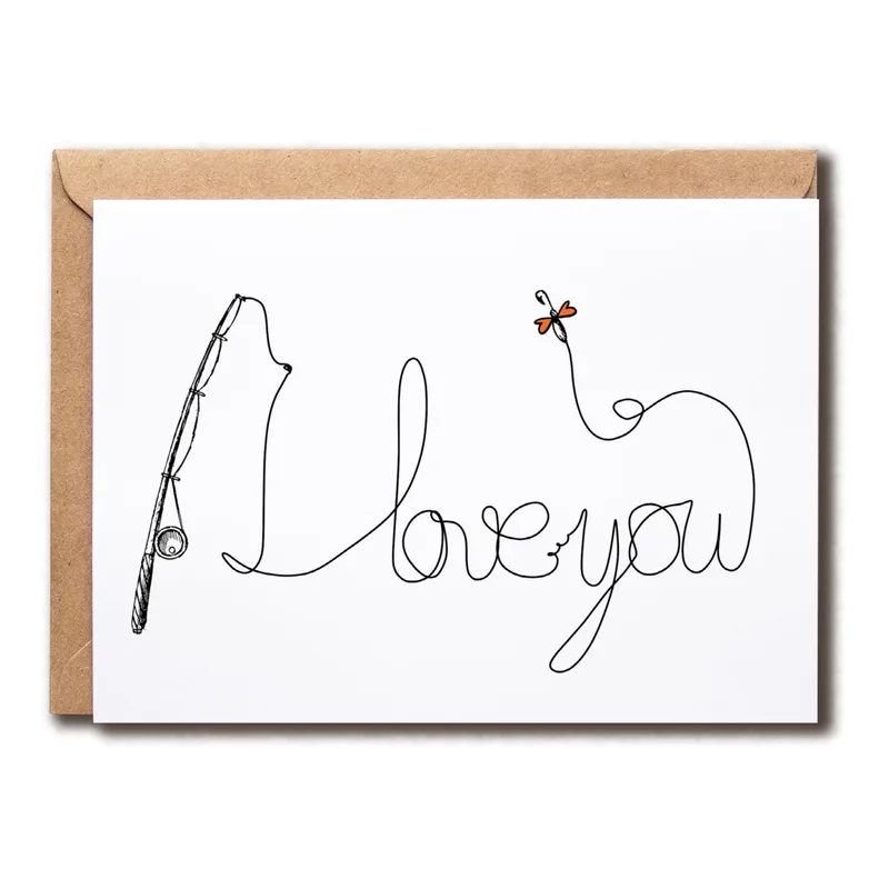 Fishing Love Card: A Line-Drawn Way to Say I Love You