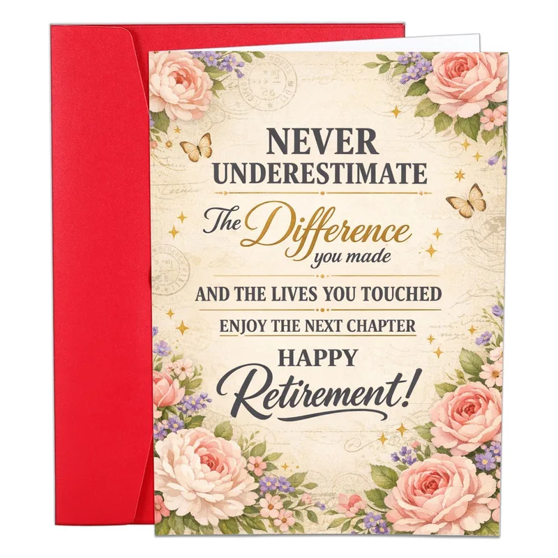 Pink Watercolor Roses Card for a Retirement Send-Off