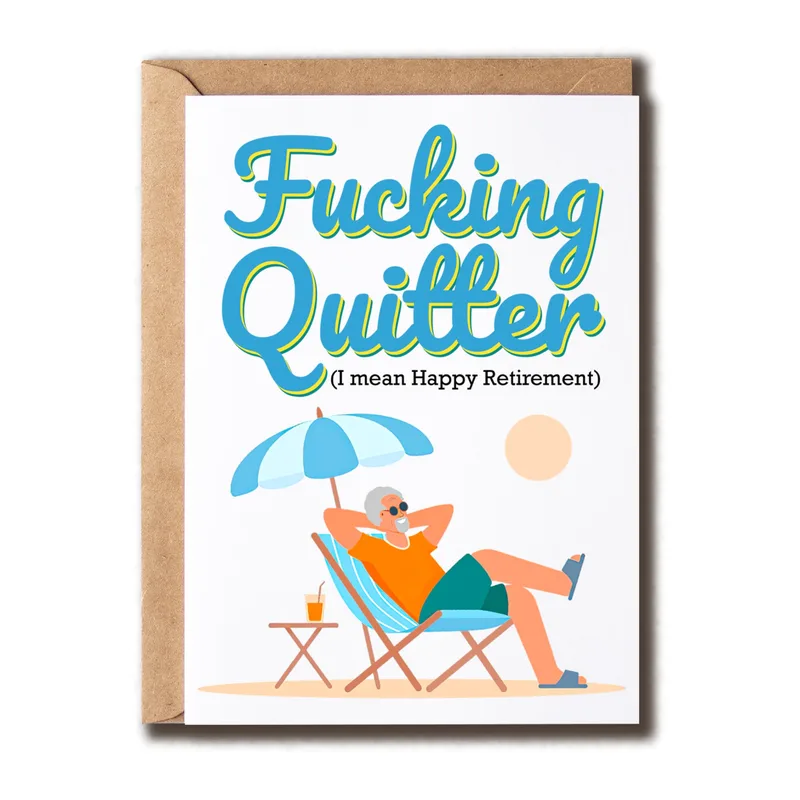Cartoon Retiree Beach Chair Card for a Retiring Pal