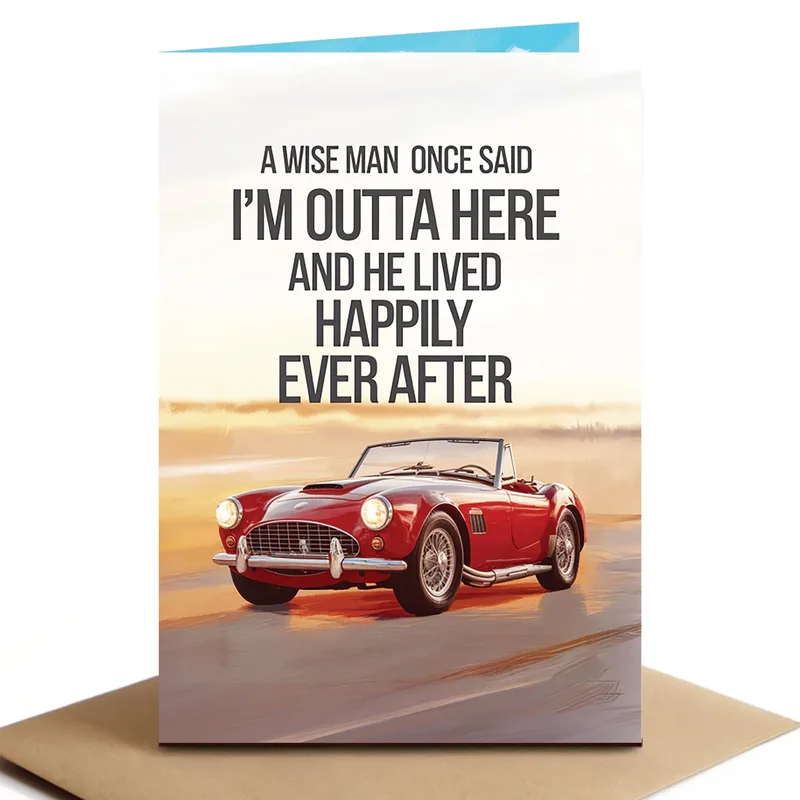 A Wise Man Once Card: Red Classic Car Retirement Card