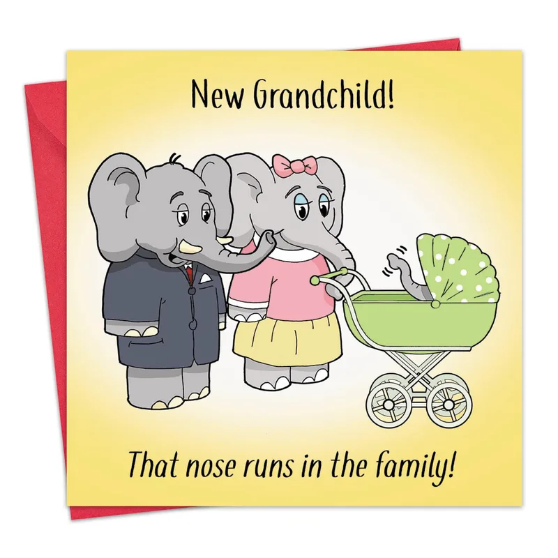Family Nose Card: A Funny New Grandchild Card