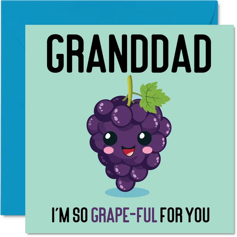 Granddad Pun Card: Grape-Ful Thank You Design for Grandpa