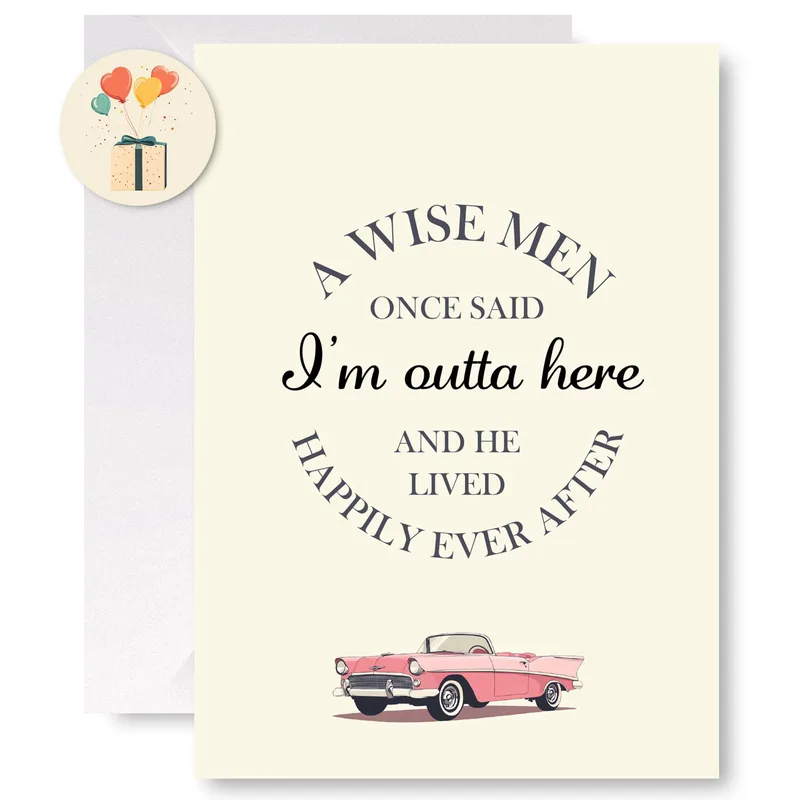 Retro Convertible Car Retirement Card Celebrating His Big Exit