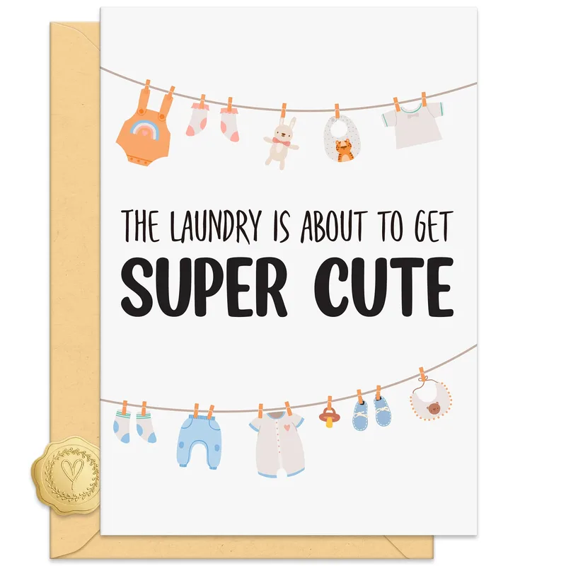 Colorful Baby Clothesline New Baby Card for New Parents
