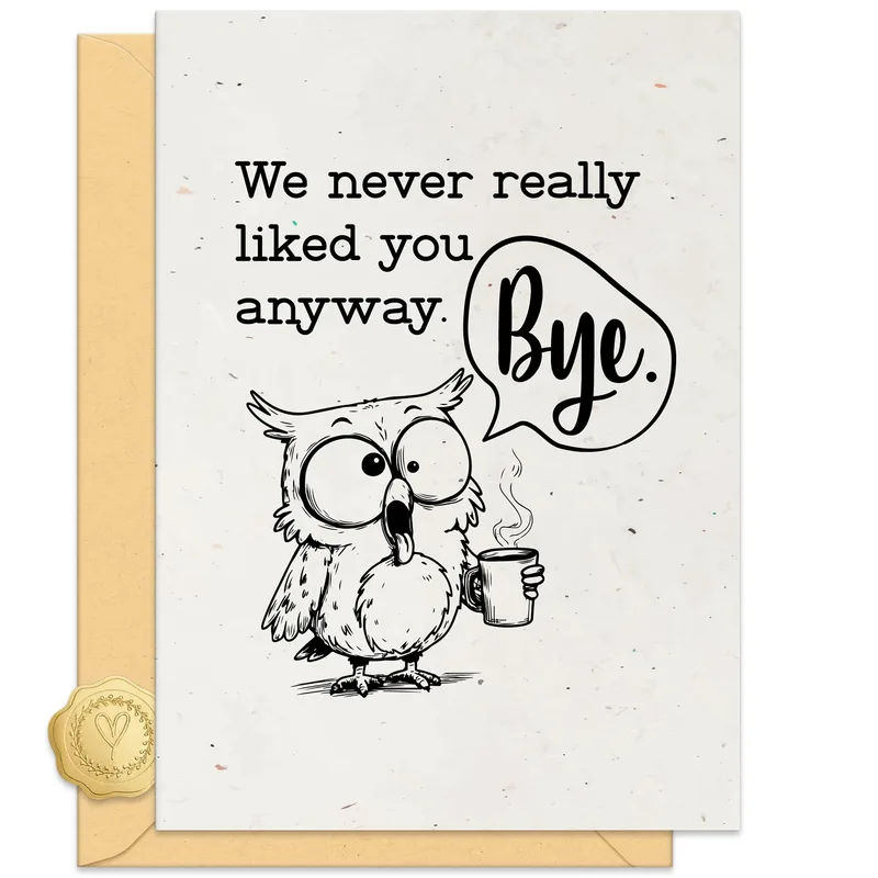 Black White Owl Farewell Card for a Funny Retirement