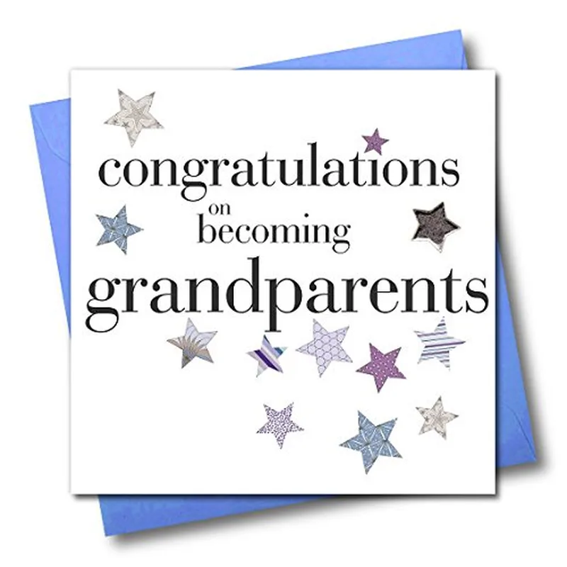 Stars Gray Lettering Congratulations Card for New Grandparents