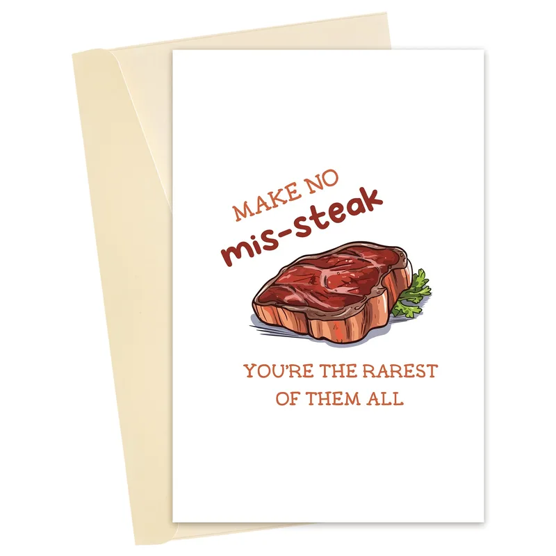 Steak Cream Card Love Card: Make No Mis-Steak Greeting for Him