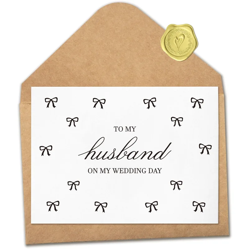Envelope Bow Pattern Wedding Card for a Husband