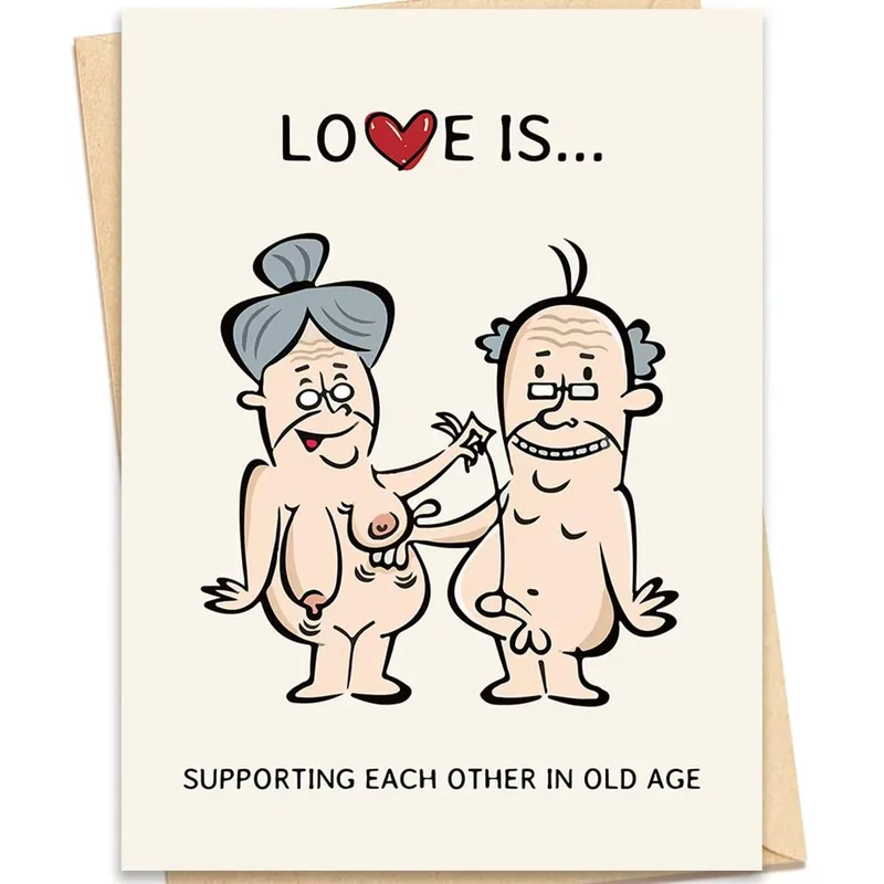 Elderly Couple Love Card: Supporting Each Other in Old Age