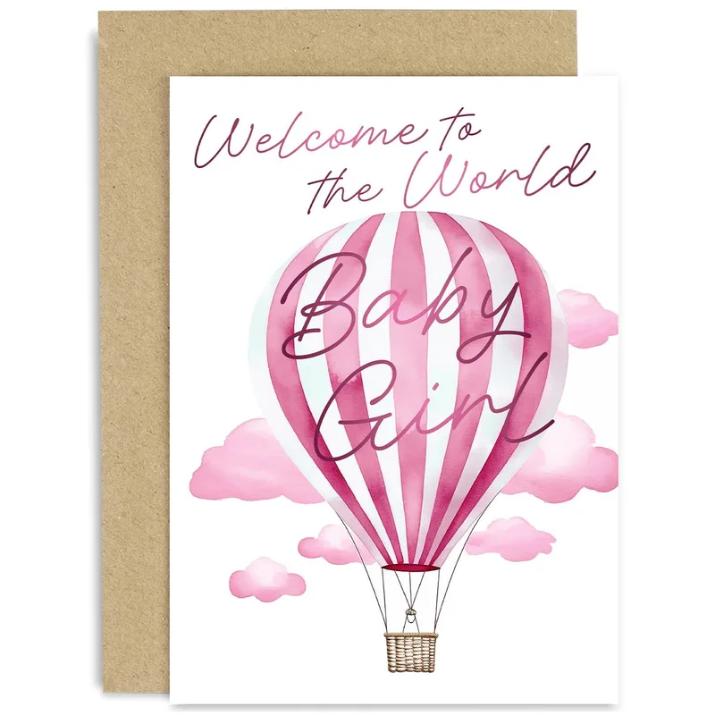 Hot Air Balloon New Baby Card for a Sweet Welcome