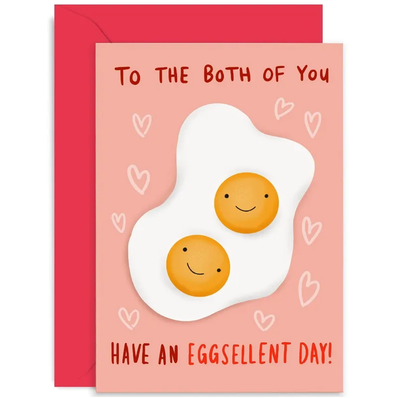 Pink Fried Egg Smiley Card: A Double Yolk Anniversary Greeting