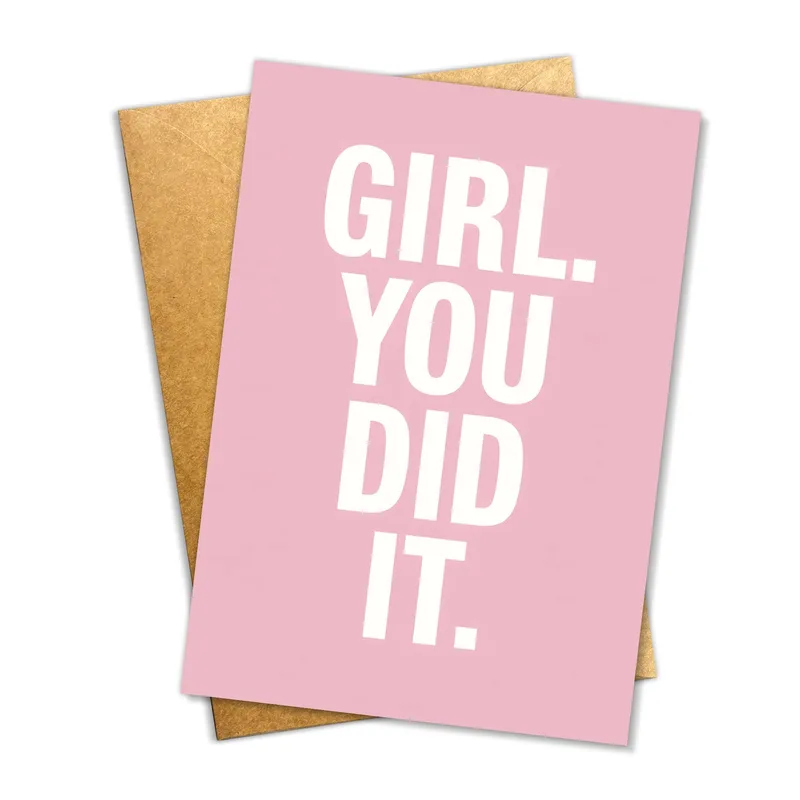 Pink Bold Kraft Congratulations Card Celebrating Her Big Achievement