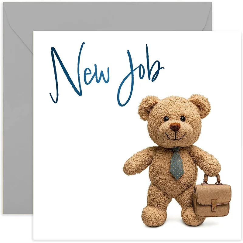 Teddy Bear Briefcase New Job Card for a Professional Start